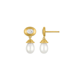 Diamond and Keshi Pearl Alabastra Earrings