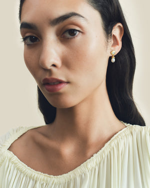 Diamond and Keshi Pearl Alabastra Earrings