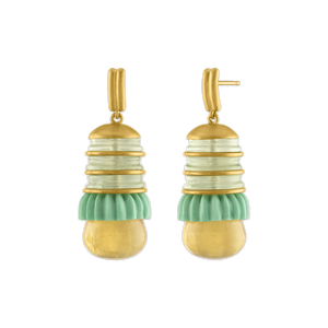 Turquoise, Prehnite and Golden Beryl Pyxis Earrings