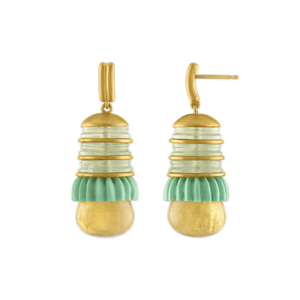 Turquoise, Prehnite and Golden Beryl Pyxis Earrings