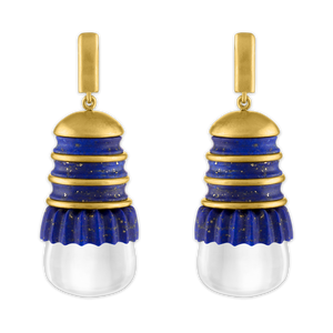 Lapis and Rock Crystal Pyxis Earrings