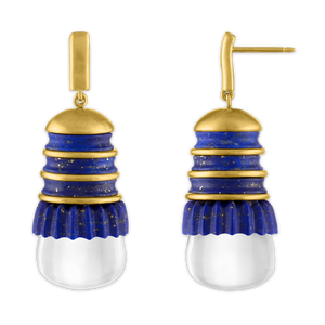 Lapis and Rock Crystal Pyxis Earrings