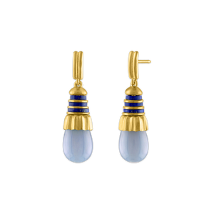 Chalcedony and Lapis Small Pyxis Earrings