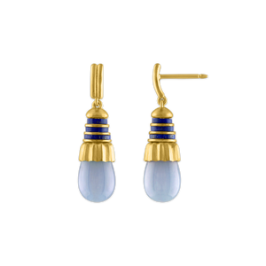 Chalcedony and Lapis Small Pyxis Earrings