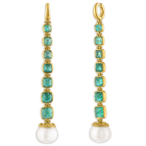 Emerald and South Sea Pearl Chime Earrings