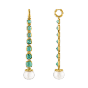 Emerald and South Sea Pearl Chime Earrings
