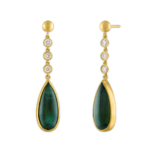 Trio Diamond and Green Tourmaline Chime Earrings