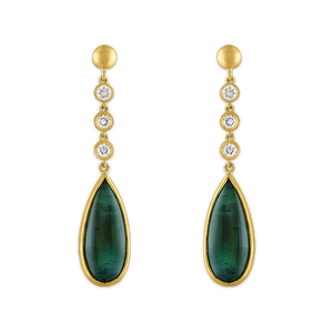 Trio Diamond and Green Tourmaline Chime Earrings