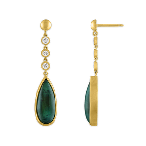Trio Diamond and Green Tourmaline Chime Earrings
