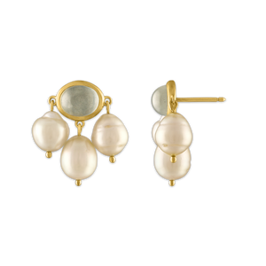 Mango Moonstone and South Sea Pearl Unda Stud Earrings