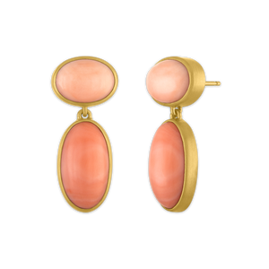 Large Antique Angel Skin Coral Amphora Earrings