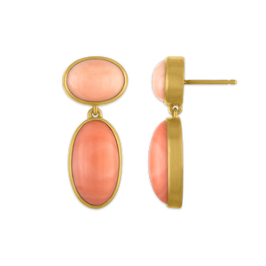 Large Antique Angel Skin Coral Amphora Earrings