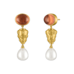 Blush Tourmaline and South Sea Pearl Caulis Drop Earrings