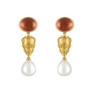 Blush Tourmaline and South Sea Pearl Caulis Drop Earrings
