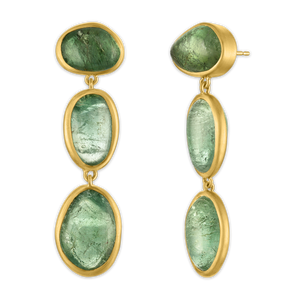 Tumbled Green Tourmaline Hyalus Earrings