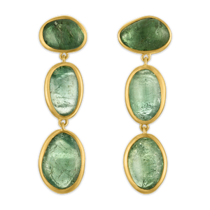 Tumbled Green Tourmaline Hyalus Earrings