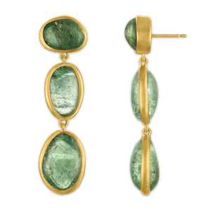 Tumbled Green Tourmaline Hyalus Earrings