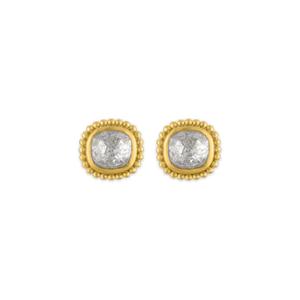 Large Rosecut Diamond Granulated Stud Earrings