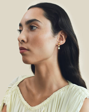 Solo Diamond and Rainbow Moonstone Chime Earrings