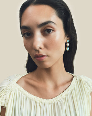 Aquamarine and South Sea Pearl Hall Earrings