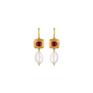 Ruby and Keshi Pearl Pinch Earring