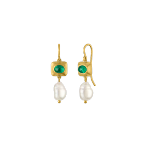 Emerald and Keshi Pearl Pinch Earring