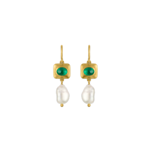 Emerald and Keshi Pearl Pinch Earring