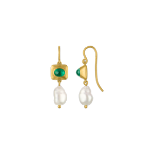Emerald and Keshi Pearl Pinch Earring