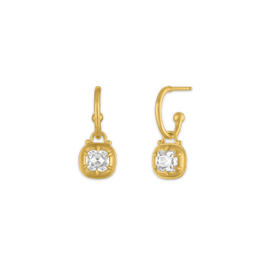 Diamond Cushion Prunt Prong Hoop Earrings