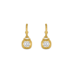 Diamond Cushion Prunt Prong Hoop Earrings