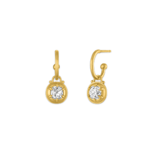 Old Mine Diamond Prunt Prong Hoop Earrings