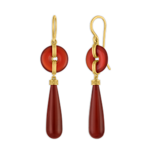 Carnelian Discus Drop Earrings