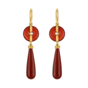 Carnelian Discus Drop Earrings
