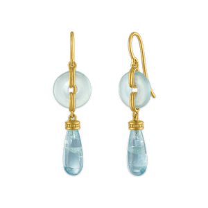 Small Aquamarine Discus Drop Earrings