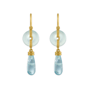 Small Aquamarine Discus Drop Earrings