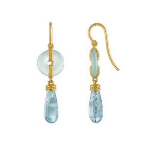 Small Aquamarine Discus Drop Earrings