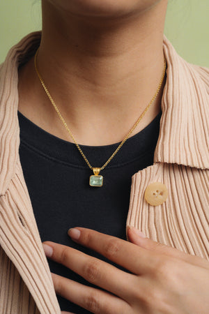 Green Beryl Baby Block Pendant