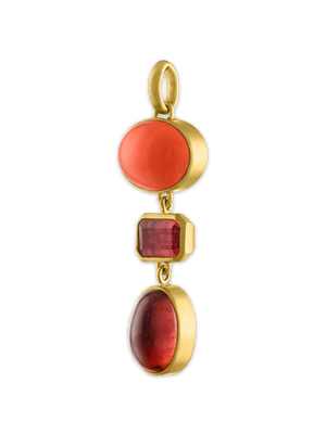 Antique Coral and Pink Tourmaline Pillar Pendant