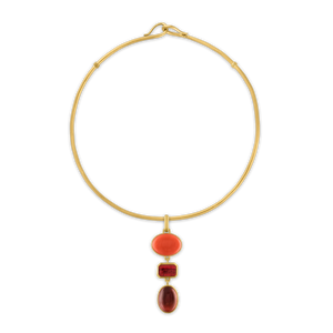 Antique Coral and Pink Tourmaline Pillar Pendant