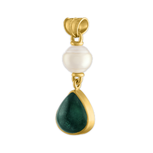 Golden South Sea Pearl and Green Tourmaline Tear Pendant