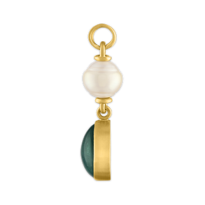 Golden South Sea Pearl and Green Tourmaline Tear Pendant