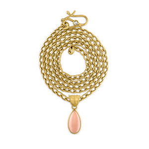 Antique Angel Skin Coral Tear Pendant