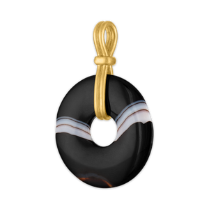 Large Black Agate Discus Pendant