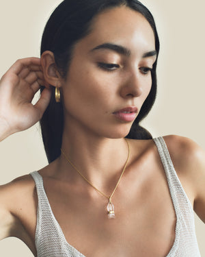 Rock Crystal Carved Minnow Pendant