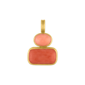 Antique Coral Double Bezel Pendant