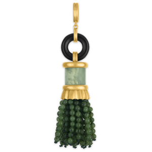 Onyx, Prehnite, and Jade Brush Pendant