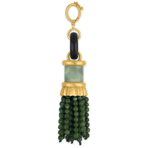 Onyx, Prehnite, and Jade Brush Pendant
