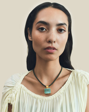 Large Green Beryl Block Pendant