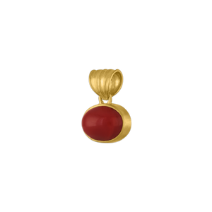 Small Antique Red Coral Oval Pendant