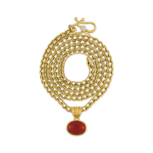 Small Antique Red Coral Oval Pendant